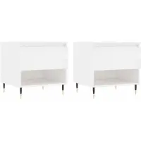 vidaXL Tables basses 2 pcs blanc brillant 50x46x50cm bois d'ingénierie