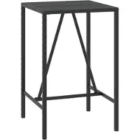 vidaXL Table de bar avec plateau en verre noir 70x70x110 cm Poly rotin
