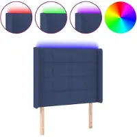 vidaXL Tête de lit LED bleue 83x16x118/128 cm Tissu