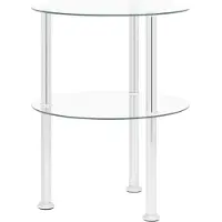 vidaXL Table d'appoint 2 niveaux Transparent 38 cm Verre trempé