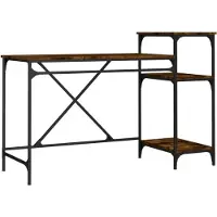 vidaXL Bureau avec étagère chêne fumé 135x50x90 cm bois composite