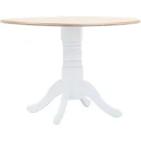 vidaXL Table de salle à manger blanche et brune 106 cm en bois massif d'hévéa