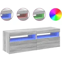 vidaXL Armoires TV 2 pièces avec lampes LED Gris Sonoma 60x35x40 cm