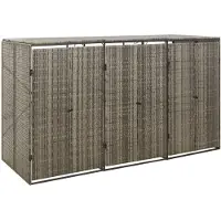 vidaXL Box pour poubelles 3 tonnes gris 207x80x117 cm Poly rotin