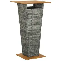 vidaXL Table de bar Gris 60x60x110 cm Poly rotin et bois massif Acacia