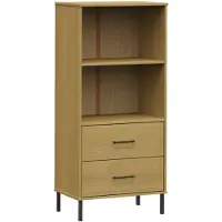 vidaXL Bibliothèque à 2 tiroirs Marron 60x35x128,5 cm Bois massif OSLO