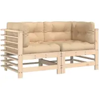 vidaXL Canapé d'angle avec coussins 2 pcs. Pin massif