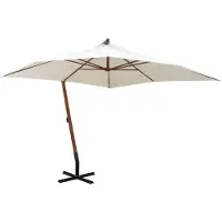 vidaXL Parapluie 300x300 cm Mât en bois blanc