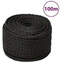 vidaXL Corde de travail Noir 12 mm 100 m polypropylène