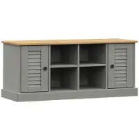 vidaXL Banc à chaussures VIGO gris 106x35x45 cm bois massif de pin