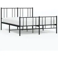 vidaXL Cadre de lit avec tête et pied de lit en métal noir 120x190 cm