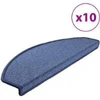 vidaXL Tapis d'escalier 10 pièces 65 x 24 x 4 cm Bleu Demi-rond Grand