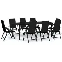 vidaXL Ensemble de jardin 9 pièces noir