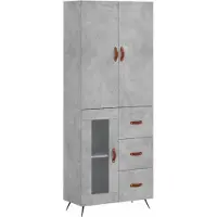 vidaXL Highboard gris béton 69,5x34x180 cm Bois composite