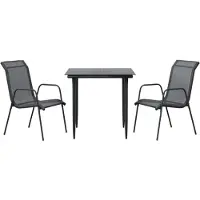 vidaXL Ensemble de jardin 3 pièces noir acier et textilène