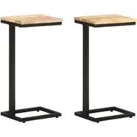 vidaXL Tables d'appoint 2 pcs 31,5x24,5x64,5 cm Bois de manguier brut
