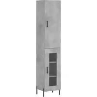 vidaXL Highboard gris béton 34,5x34x180 cm Bois composite
