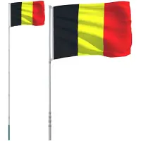 vidaXL Drapeau de la Belgique avec mât 5,55 m Aluminium
