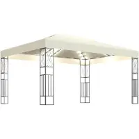 vidaXL Pavillon avec guirlande lumineuse LED 3x4 m Crème Tissu