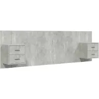 vidaXL Tête de lit avec tables de nuit gris béton Bois composite