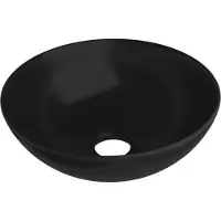 vidaXL Lavabo en céramique noir mat rond