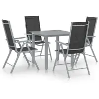 vidaXL salon de jardin 5 pièces Aluminium Argenté et Noir