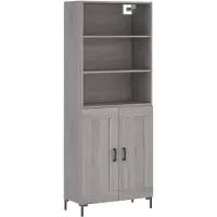 vidaXL Highboard Gris Sonoma 69,5x34x180 cm Matériau dérivé du bois
