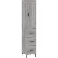 vidaXL Highboard Gris Sonoma 34,5x34x180 cm Matériau dérivé du bois