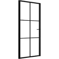 vidaXL Porte intérieure verre ESG et aluminium 93x201,5 cm noir
