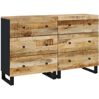vidaXL , 2 commodes latérales, 60x33x75 cm, en bois d'acacia brut