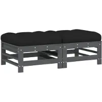 vidaXL Tabouret de jardin avec coussin 2 pcs. Gris Pin massif