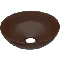 vidaXL Lavabo de salle de bain Céramique Marron Rond146984