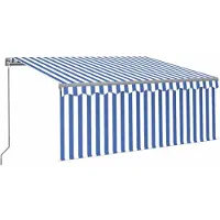 vidaXL Store manuel rétractable avec store LED 3x2,5 m bleu & blanc