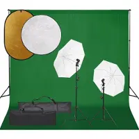 vidaXL Kit de studio photo avec éclairage toile de fond et réflecteur