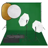 vidaXL Kit de studio photo avec éclairage toile de fond et réflecteur