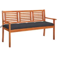 vidaXL banc de jardin 3 places avec support 150 cm en bois massif d'eucalyptus