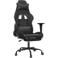vidaXL Chaise de jeu avec repose-pieds noir similicuir