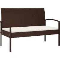 vidaXL Banc de jardin avec coussins Marron 105 cm Poly rotin