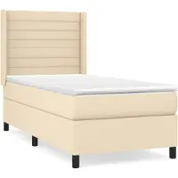 vidaXL Lit boxspring avec matelas Crème 90x200 cm Tissu