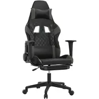 vidaXL Chaise de jeu avec repose-pieds Noir et gris Similicuir