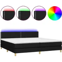 vidaXL Lit Boxspring avec matelas & LED Noir 200x200 cm Tissu