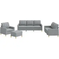 vidaXL Ensemble de canapés 4 pièces avec coussins Tissu gris clair