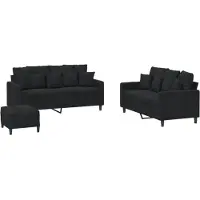 vidaXL Ensemble de canapés 3 pièces avec coussins Noir velours