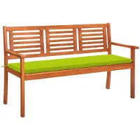 vidaXL banc de jardin 3 places avec support 150 cm en bois massif d'eucalyptus