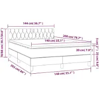 vidaXL Lit boxspring avec matelas bleu 140x200 cm Tissu