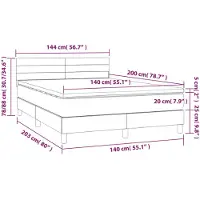 vidaXL Lit boxspring avec matelas Crème 140x200 cm Tissu