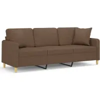 vidaXL Canapé 3 places avec oreillers décoratifs marron 180 cm tissu