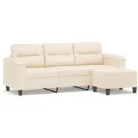vidaXL Canapé 3 places avec pouf Beige 180 cm Tissu microfibre