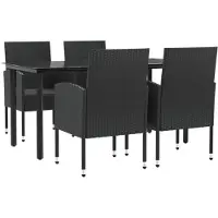 vidaXL Ensemble de jardin 5 pièces noir Poly rotin et acier