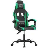 vidaXL Chaise gaming pivotante Noir et vert Simili cuir